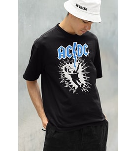 AC DC Rock Metal Müzik Grubu Baskılı Unisex Oversize Tişört