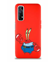 Realme 7 Soft Premier Kapak Bay Yengeç Tasarımlı Silikon Kılıf - Kırmızı (Şeffaf)