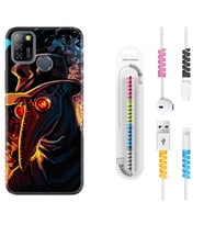 INFINIX Smart 4 5 6 Zero 8 S5 Pro Kılıf Kablo Koruma Spiral Silikon Karga 1616