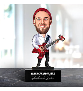 Kişiye Özel Karikatürlü Gitarist Erkek Masa Biblosu
