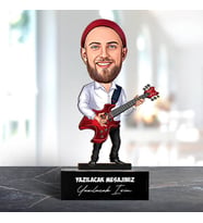 Kişiye Özel Karikatürlü Gitarist Erkek Masa Biblosu