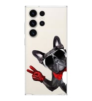 PrintiFy Samsung Galaxy S23 Ultra ile Uyumlu 1mm Slim Fit Köpek 2 050e Baskılı Şeffaf  Kılıf