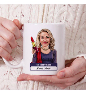 Anneler Günü Hediyesi En Süslü Anne Karikatürlü Kupa Bardak