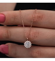 Rose Minimal Yuvarlak 925 Ayar Gümüş Kadın Kolye