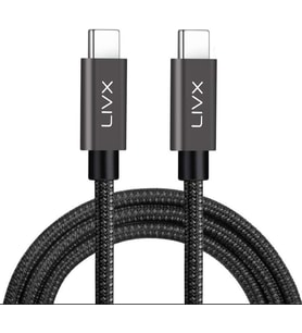 Livx Solid 100W 5A Type C To Type C Pd 2.0 5 Gbps 25 Cm Hızlı Data Kablosu Halat Örgülü Space Gray