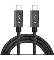 Livx Solid 100W 5A Type C To Type C Pd 2.0 5 Gbps 25 Cm Hızlı Data Kablosu Halat Örgülü Space Gray