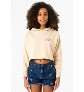 Blackpink Lisa Signature Bej Kadın Crop Kapşonlu