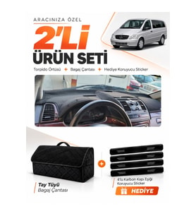 e-biz MERCEDES VİTO W639 (2003-2014) Uyumlu Torpido Örtüsü + Tay Tüyü Bagaj Çantası - Siyah - MB025