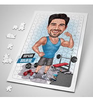 Vücut Geliştiren Erkek Karikatürlü 240 Parça Kişiye Özel  Puzzle