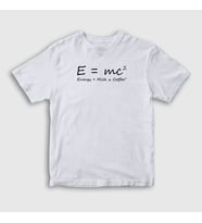 Presmono Unisex Çocuk Beyaz Energy Milk Coffee Science Albert Einstein T-Shirt 332652tt (Beyaz)