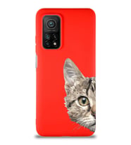 Xiaomi Mi 10T Pro Soft Premier Kapak Catface Tasarımlı Silikon Kılıf - Kırmızı (Şeffaf)