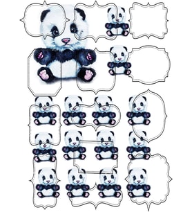 Yenilebilir Şeker Kağıt Panda Temalı Pasta Süsleme