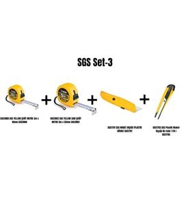 Sgs Set-3 (Metre-Bıçak) (Şerit metre 3m+Şerit metre 5m+Plastik Maket BıçağıX2 Adet)
