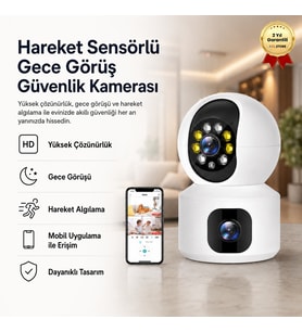 hareket sensorlu gece goruslu guvenlık kamerası