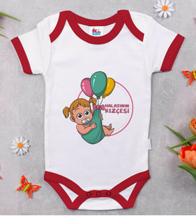 BK Kids Halasının Kızçesi Tasarımlı Kırmızı Bebek Body Zıbın-1