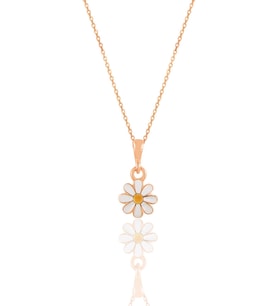 Söğütlü Silver Gümüş rose mineli papatya kolye