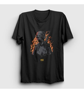 Presmono Unisex Siyah Alevler Pubg T-Shirt 29788tt