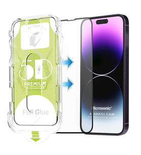 Microsonic Apple iPhone 15 Pro Max Magic Uygulama Aparatlı Tam Kapatan Ekran Koruyucu Siyah