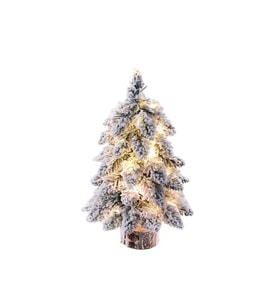 1 Adet 45cm Yılbaşı Çam Ağacı Kütük Tabanlı Karlı Ledli