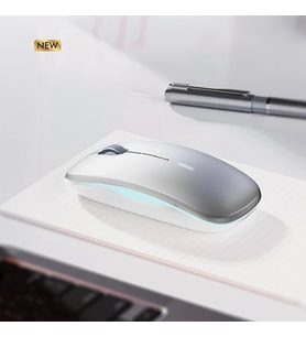 İNPHİC M5 Kablosuz Fare, Şarj Edilebilir Sessiz Kullanım 2.4G Işıklı USB Mouse (Gümüş)
