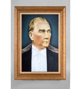 Çerçeveli Paspartulu Atatürk Tablo a336 (Gold)
