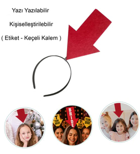 Kişiselleştirilebilir Ok Taç – Üzerine Yazı Yazılabilen Parti Tacı Kırmızı Renk (5343)