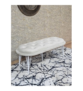 Ufo Oturak Bench - Beyaz Boyalı Telli Ayak - Oturak - Bench - Puf - Yatak Ucu Pufu Krem Renk 100 x 50 Boyut/Ebat (Çok Renkli)