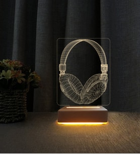 Kulaklık Tasarımlı Lamba Kişiye Özel İsimli 3d Led Masa Lambası Doğum Günü Hediyesi Lamba