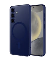 Samsung Galaxy A55 için Magsafe ile uyumlu Kılıf Kamera Lensli Korumalı Şeffaf S (Lacivert)