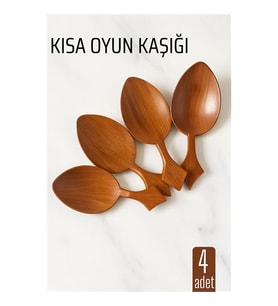 Kısa Oyun Kaşığı Halk Oyunu Kaşığı - Kına Kaşığı Kısa Saplı Zeybek Oyun Kaşığı 4 ADET