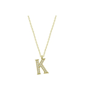 Gümüş Gold K Harfi Kadın Kolye CSR2184224
