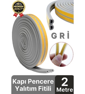 Güçlü Kendinden Yapışkanlı Kapı Pencere Soğuk Hava Geçirmez Yalıtım İzolasyon Gri Fitil 2 Metre