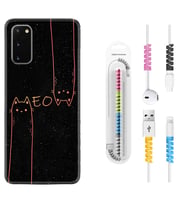 Samsung A02S A03S A10 A12 A13 A21S A22 Kılıf Kablo Koruma Spiral Silikon Meow 1657
