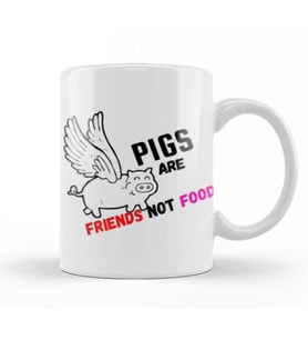 Pigs Are Friends Not Food Animal Rights PIGS ARE FRIENDS NOT FOOD Animal Rights Vegan Gift Sticker Kupa Bardak Porselen