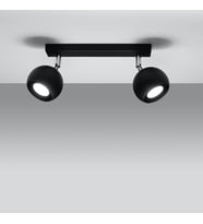 Rsylight Retro Siyah 180 Derece Hareketli Modern Spor 2 Li Led spot Avize Beyaz Ampullü