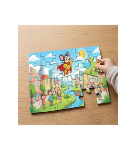 Sevimli Kahraman Fare Tasarımlı 24 Parça Ahşap Çocuk Puzzle