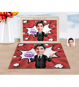 BK Gift Kişiye Özel Erkek Doğum Günü Karikatürlü 1000 Parça Profesyonel Puzzle-2