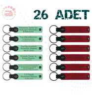 Yeşil & Kırmızı, Türkçe Öğretmeninden Karne Anısı, 26’lı Set, İsim Yazılabilen Deri Anahtarlık