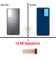 Xiaomi Mi 10T Ay Gümüşü Arka Pil Kapağı Batarya Kapağı Lazer Kesim + B-7000 Yapıştırıcı