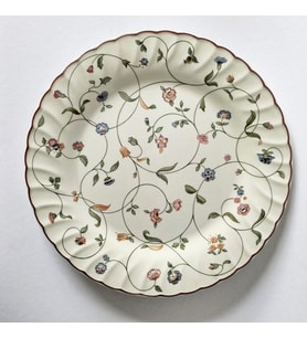 Oakwood English Countryside Tarzı İngiliz Porseleni Vintage Krem Çiçek Desenli 11 Adet 26 cm Otantik Düz Servis/Yemek Tabağı Takımı