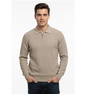 Erkek Regular Fit Polo Yaka Petek Triko Kazak BGL-ST04825