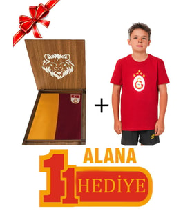 Galatasaray Orijinal Metin Oktay Çocuk T-shirt Ahşap Kutulu 5 Yıldız Kırmızı Çocuk T-Shirt Hediyeli