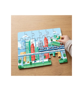 Binalar ve Taşıtlar Tasarımlı 24 Parça Ahşap Çocuk Puzzle MPK0842