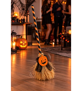 Halloween Cadılar Bayramı Dans Eden Yürüyen Süpürge Sesli Işıklı Balkabağı Korku Dekoru 79 cm