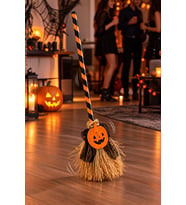 Halloween Cadılar Bayramı Dans Eden Yürüyen Süpürge Sesli Işıklı Balkabağı Korku Dekoru 79 cm