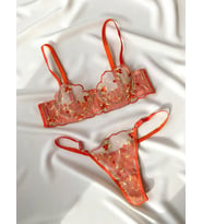 La Linaa Flora Portakal Kadın Bralet Takım