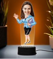 Doğum Günü Hediyesi,Sevgiliye Hediye, Kişiye Özel Fotoğraflı Müdür Karikatür 3D Led Lamba (Beyaz)