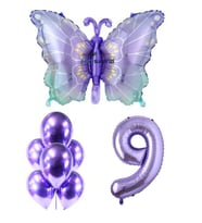 Mor Kelebek 9 Yaş Folyo Balon Set