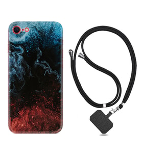 Apple iPhone 5 6 7 8 Plus Se XR Kılıf Boyun Askılı Silikon Red Blue Black Abstact 1386