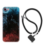 Apple iPhone 5 6 7 8 Plus Se XR Kılıf Boyun Askılı Silikon Red Blue Black Abstact 1386
